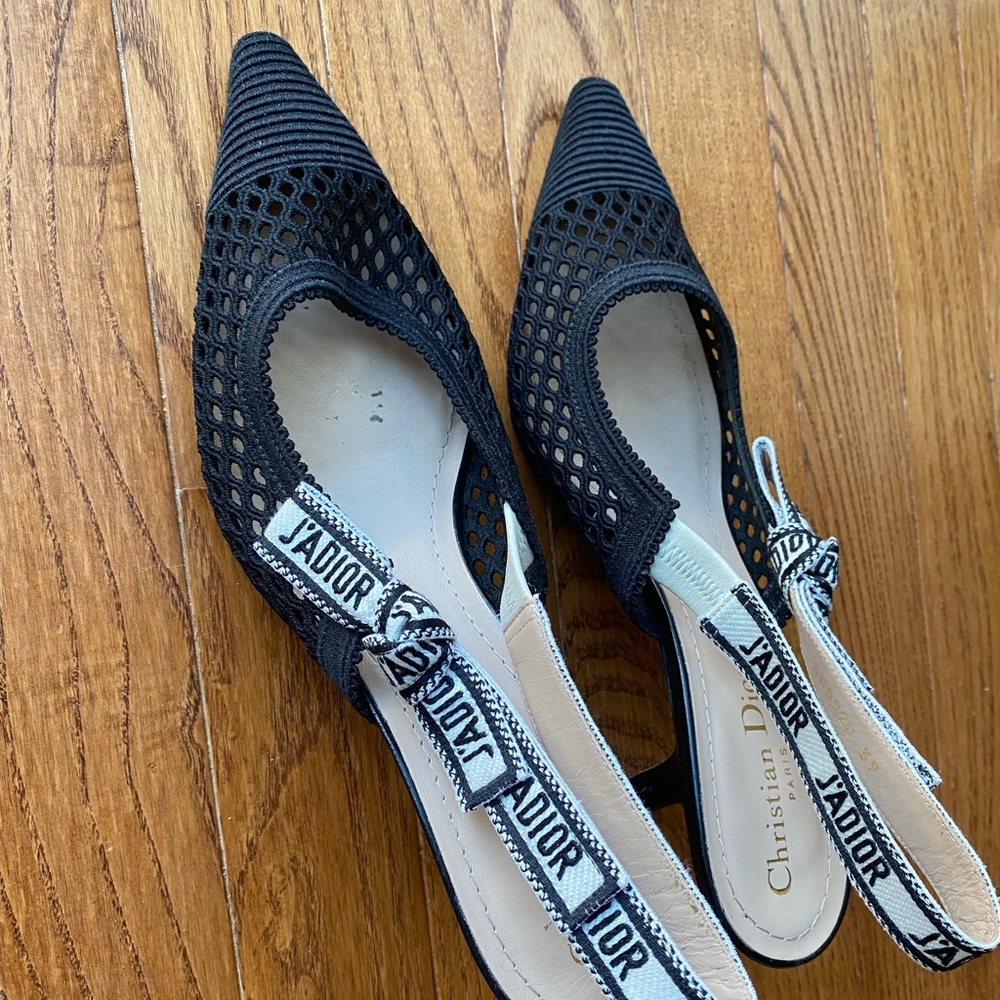 Dior sling back mid heel black